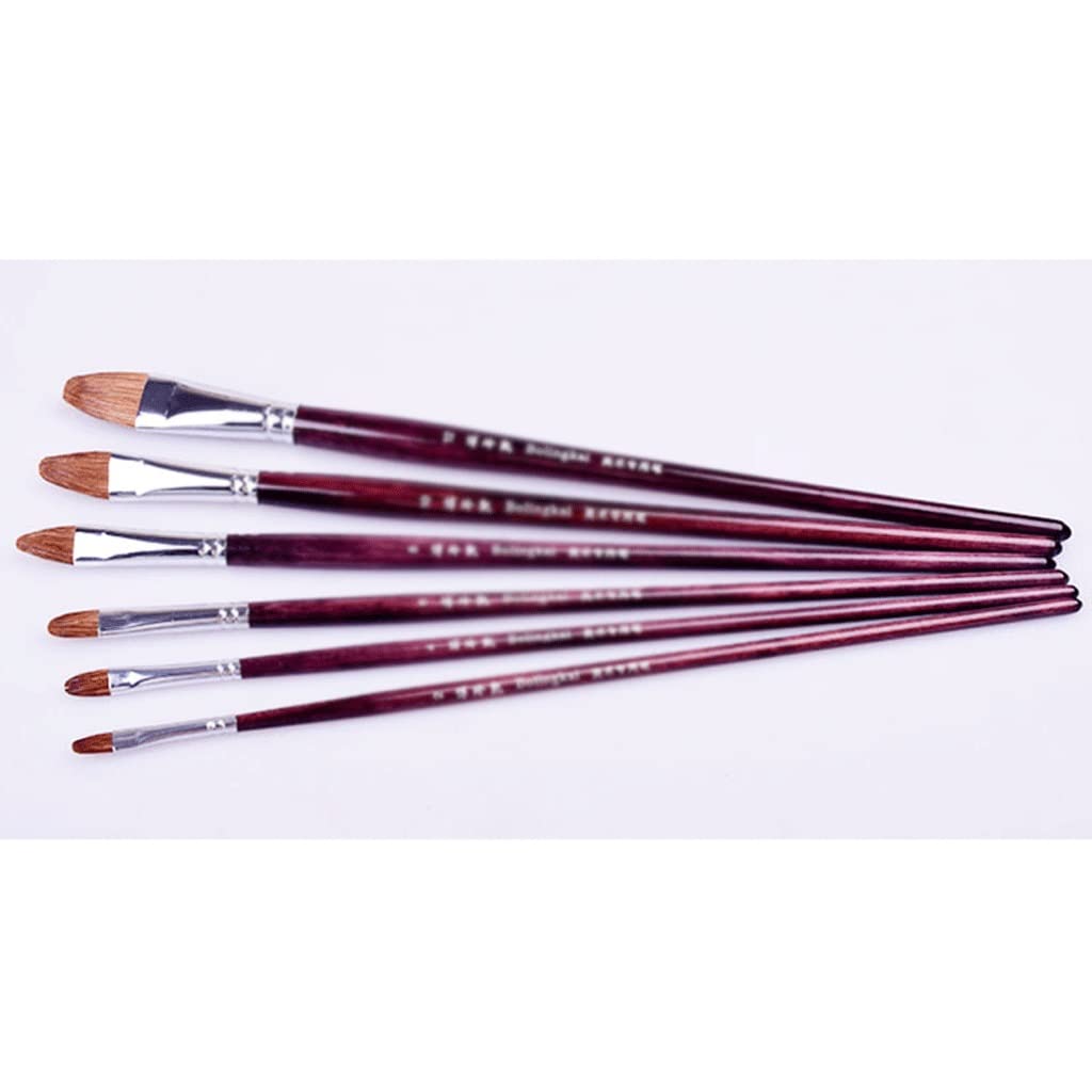 6-Piece Professional Oil & Watercolor Paint Brush Set - Artist Painting Supplies for Canvas, Paper & Mixed Media (Color A) - Perfect for Beginners, Students & Professional Artists