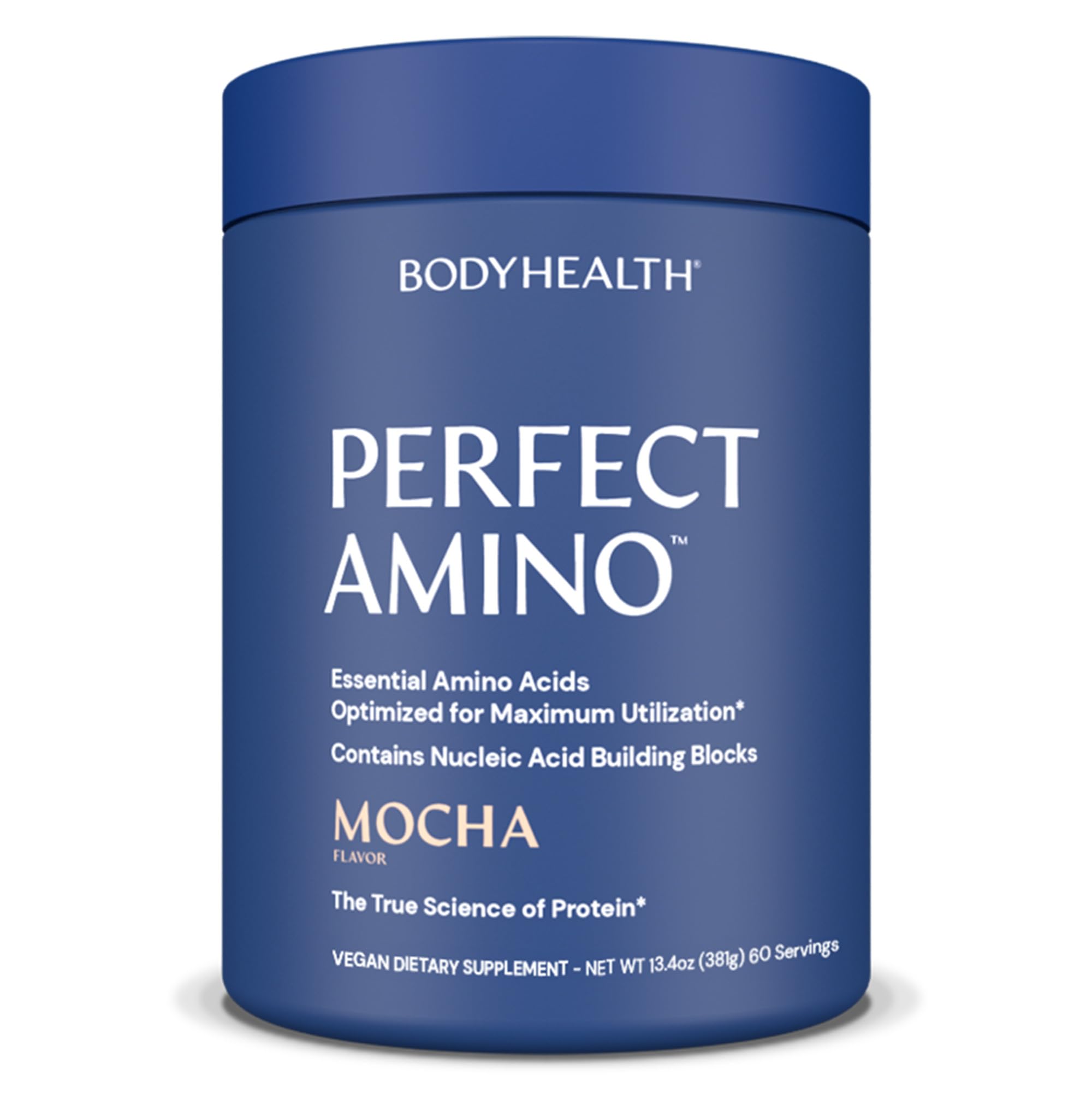 BodyHealth PerfectAmino Powder - BCAA & EAA Supplement for Pre & Post Workout Recovery - Muscle Building & Energy Boosting Amino Acid Drink for Men & Women - Mocha Flavor (60 Servings) - Ideal for Gym, Fitness & Athletic Performance
