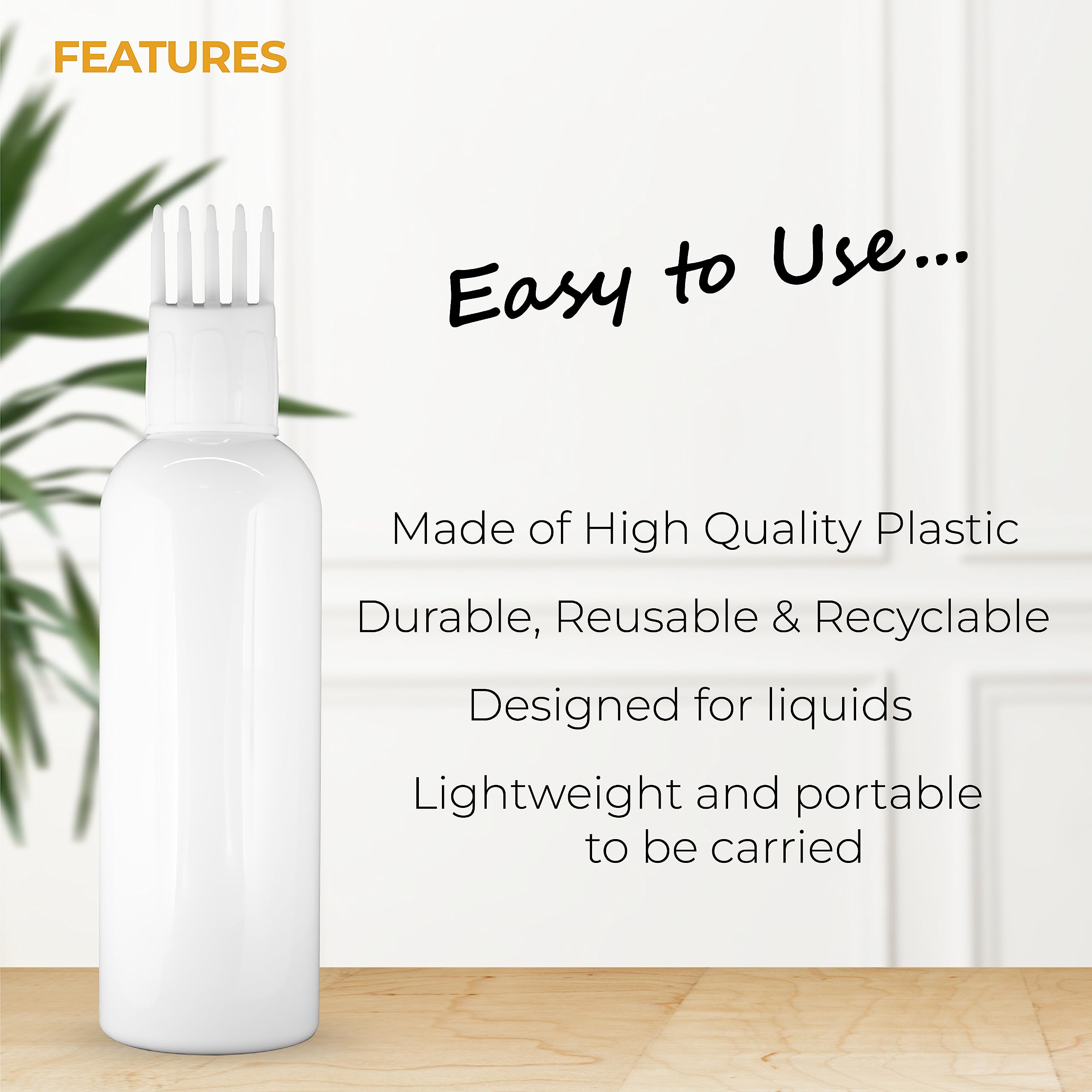 MAPPERZ Empty Cylindrical Applicator Bottle with Root Comb - 1oz Hair Oil, Shampoo, Medicine & Dye Applicator Brush Bottle - Perfect for At-Home Hair Treatments & Salon Styling (White, 1PC)