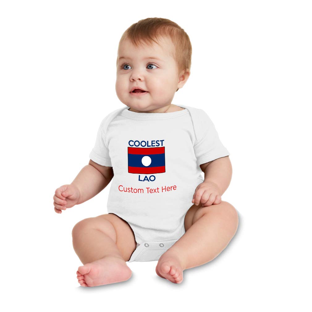 Custom Personalized Baby Bodysuit for Boys & Girls - Funny Cotton Newborn Clothes with Text - Coolest Lao Design in White | Perfect for Birthdays, Baby Showers & Photo Shoots