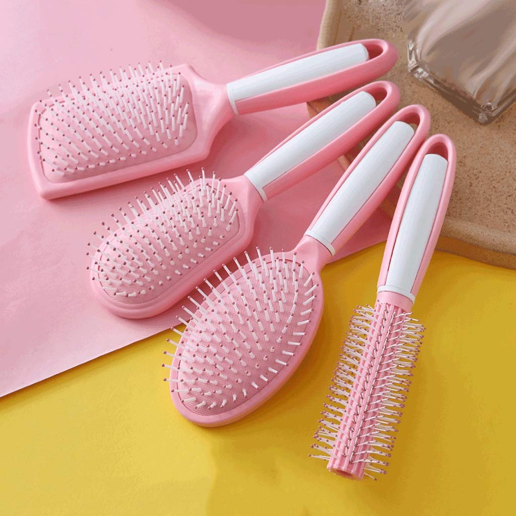 Pink Hair Scalp Massage Comb with Air Cushion - Detangling Brush for Wet & Curly Hair - Nylon Bristles for Women - Salon Styling Tool (Perfect for Home Hair Care & Professional Styling)