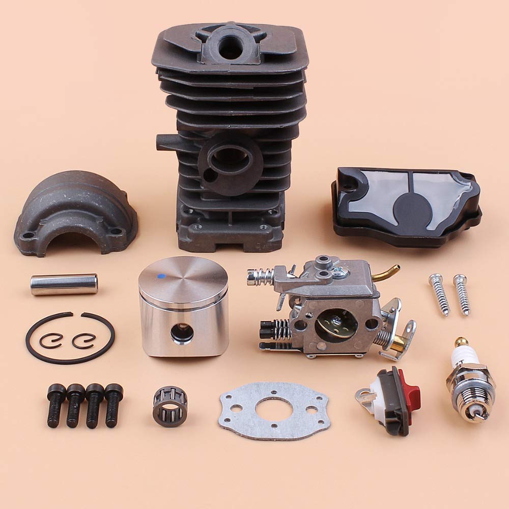 40mm Cylinder Piston Pan Screws Carburetor Carb Kit - Compatible with Husqvarna 142 141 137 136 Chainsaw - Engine Rebuild Set for Chainsaw Maintenance & Repair - Perfect for DIY Chainsaw Tune-Ups & Engine Overhauls