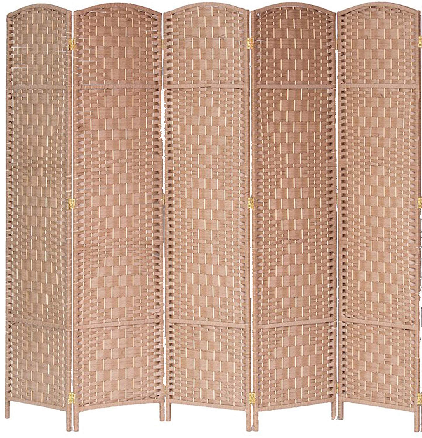 Legacy Decor 5-Panel Bamboo Room Divider Screen - Natural Weaved Fiber Privacy Partition - 5.9ft Tall x 7.3ft Wide - Perfect for Home, Office & Event Spaces
