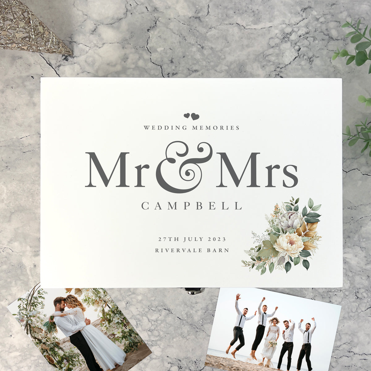 Personalized Wooden Boho Wedding Memory Box - Handcrafted Keepsake Gift for Bride & Groom (3 Sizes: 22cm, 27cm, 30cm) - Perfect for Anniversaries, Vow Renewals & Romantic Gift Giving