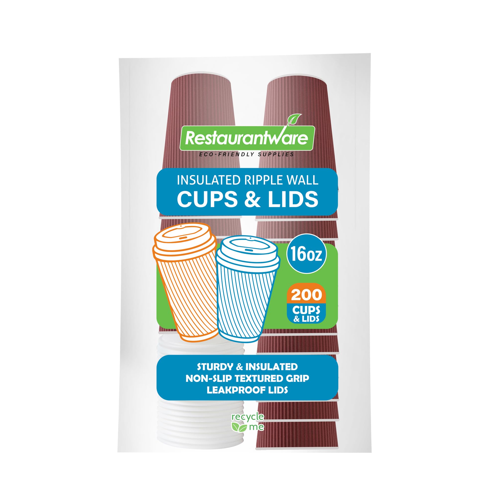 **Restaurantware 16oz Insulated Coffee Cups with Lids (200 Pack) – Leakproof, Non-Slip, Crimson Disposable Paper Cups for Hot Beverages – Perfect for Coffee, Tea, Hot Cocoa & Lattes – Ideal for Cafés, Offices & Events**