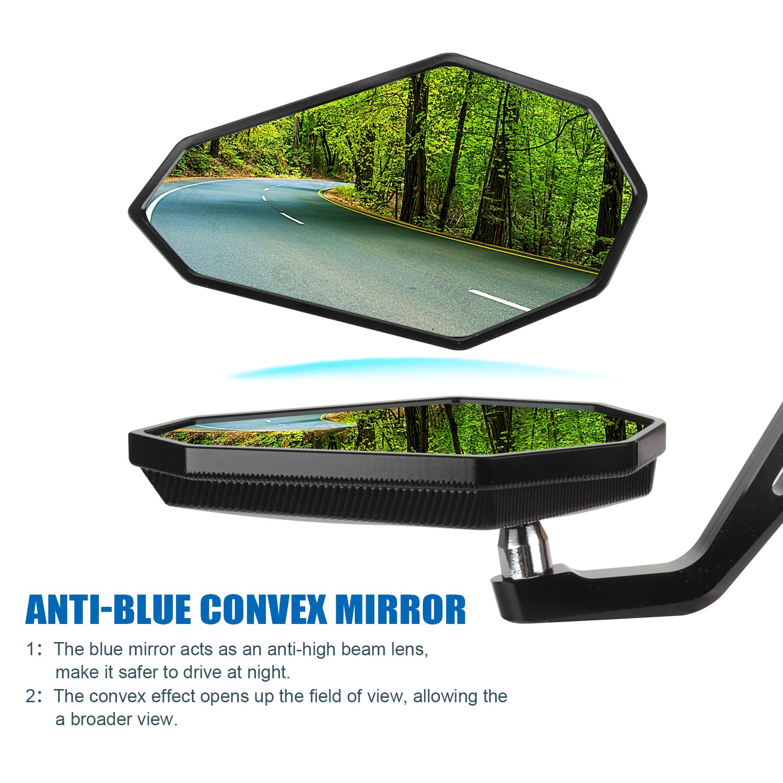 360° Rear View Motorcycle Handlebar Mirrors - CNC Aluminum Alloy Convex Bar End Mirrors for Kawasaki, ATV, Dirt Bike, Cruiser & Snowmobile (7/8