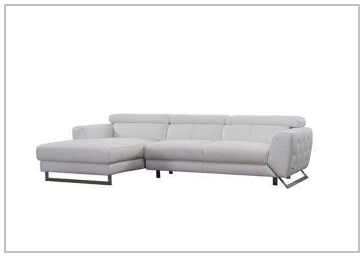 Gio Italia Niva Genuine Leather Sectional Sofa with Chrome Legs - Modern Living Room Furniture for Home & Office Comfort