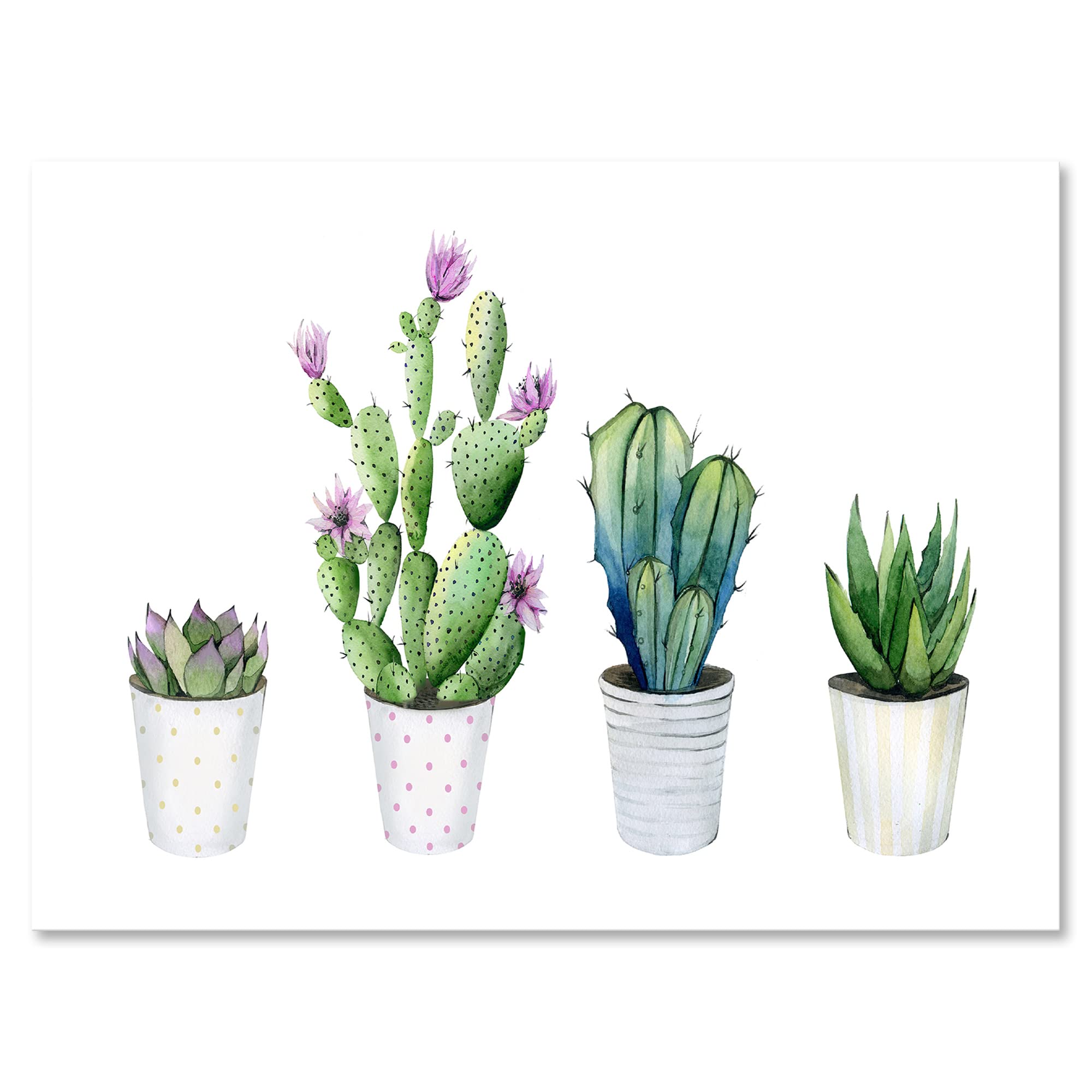 DesignQ Cactus Succulent Aloe Vera Potted Plants - Farmhouse Style Canvas Wall Art Decor for Living Room, Bedroom & Office