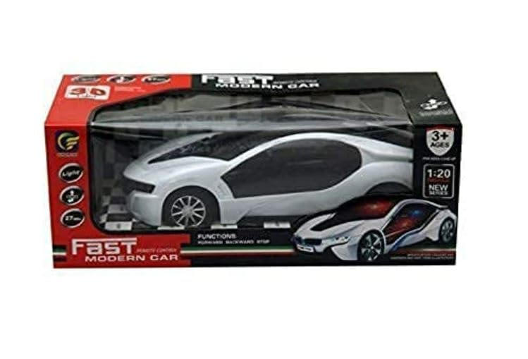 High-Speed Wireless Remote Control Famous Car with 3D Lights - Full Function (Left/Right Turns, Forward/Reverse) - Perfect Gift for Kids & Boys (White, 1-Piece) - Ideal for Indoor Racing, Birthday Parties & STEM Learning