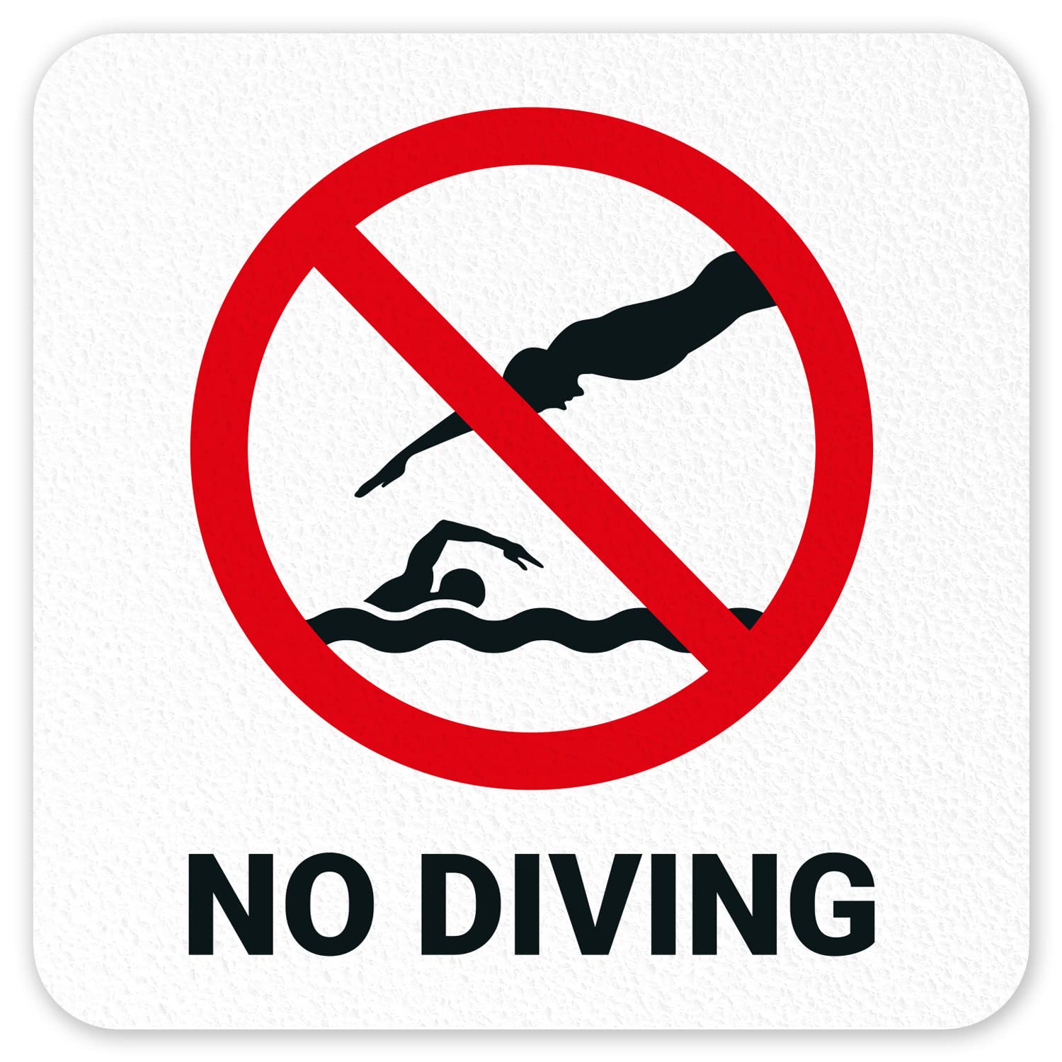 No Diving Pool Depth Marker - 6x6 Inch Anti-Slip Vinyl Adhesive Sign for Swimming Pools | Made in USA | Perfect for Pool Safety & Decoration