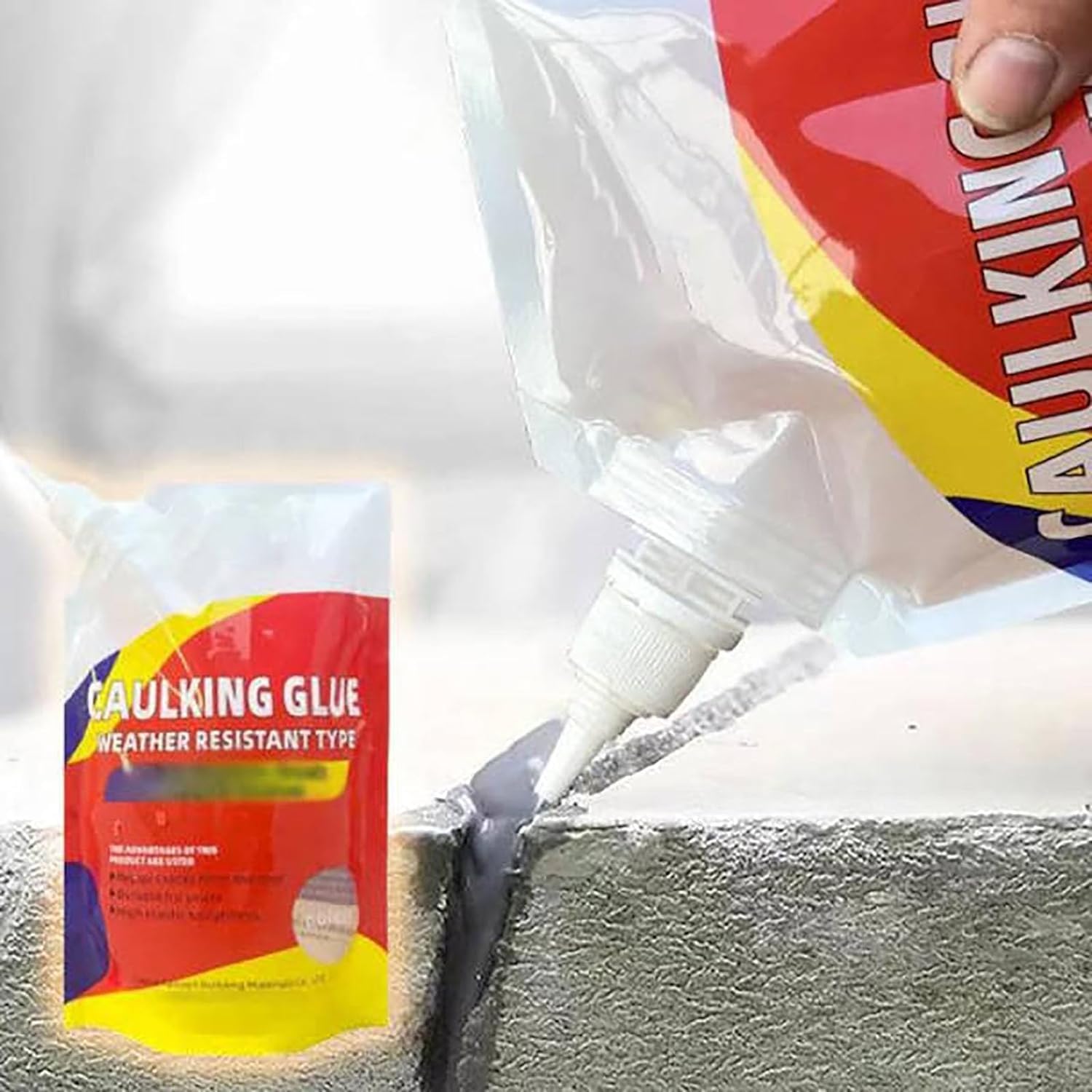 Concrete Crack Filler & Waterproof Sealant - Caulking Glue for Roof, Wall & Floor Repair - Leak Proof Sealer for Concrete Surfaces (1 Pack) - Ideal for Home Foundation, Basement & Driveway Repairs