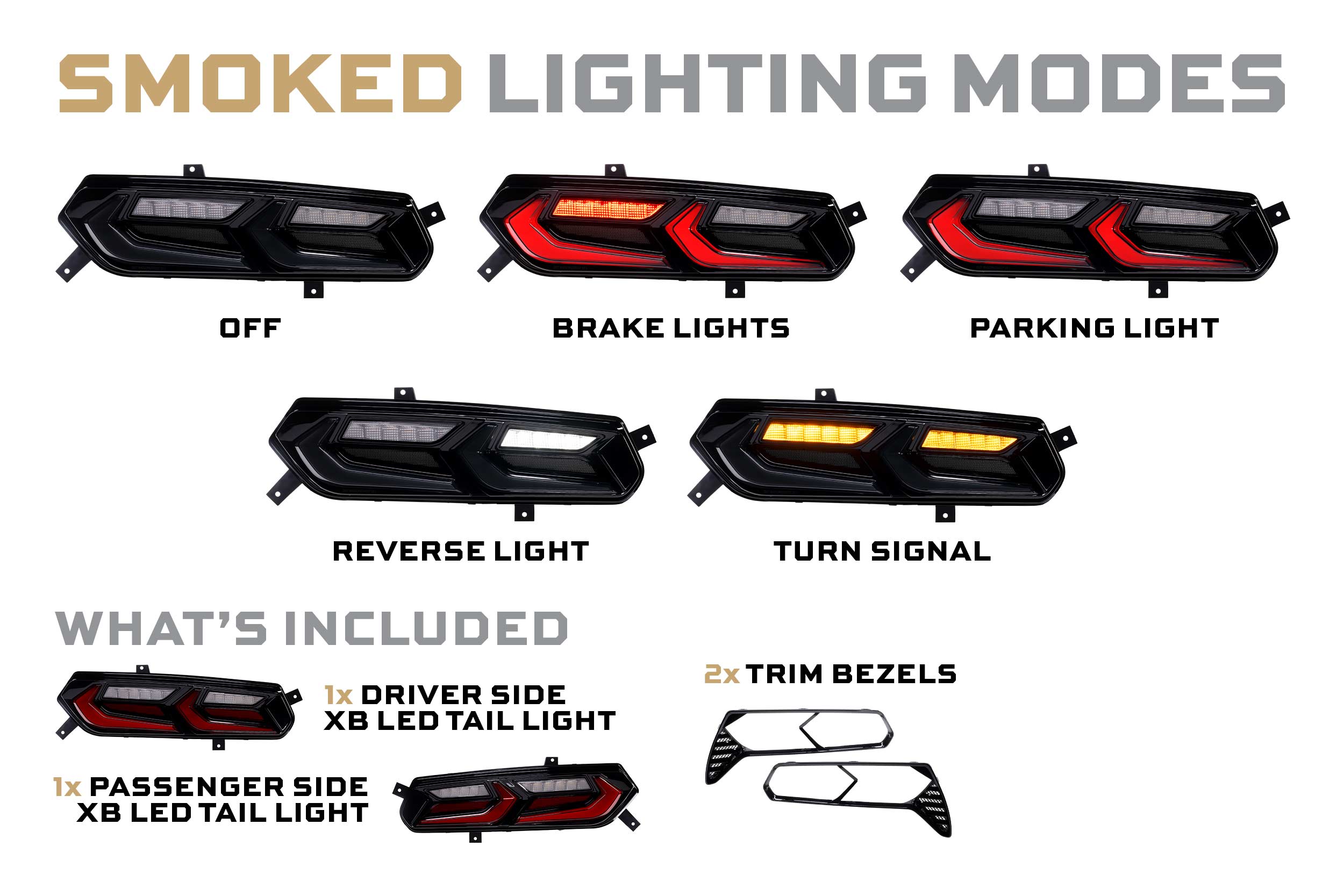 Smoked C8 Style LED Tail Lights for 2014-2019 Chevy Corvette C7 - High Brightness XB Lens - Perfect for Night Driving & Car Customization