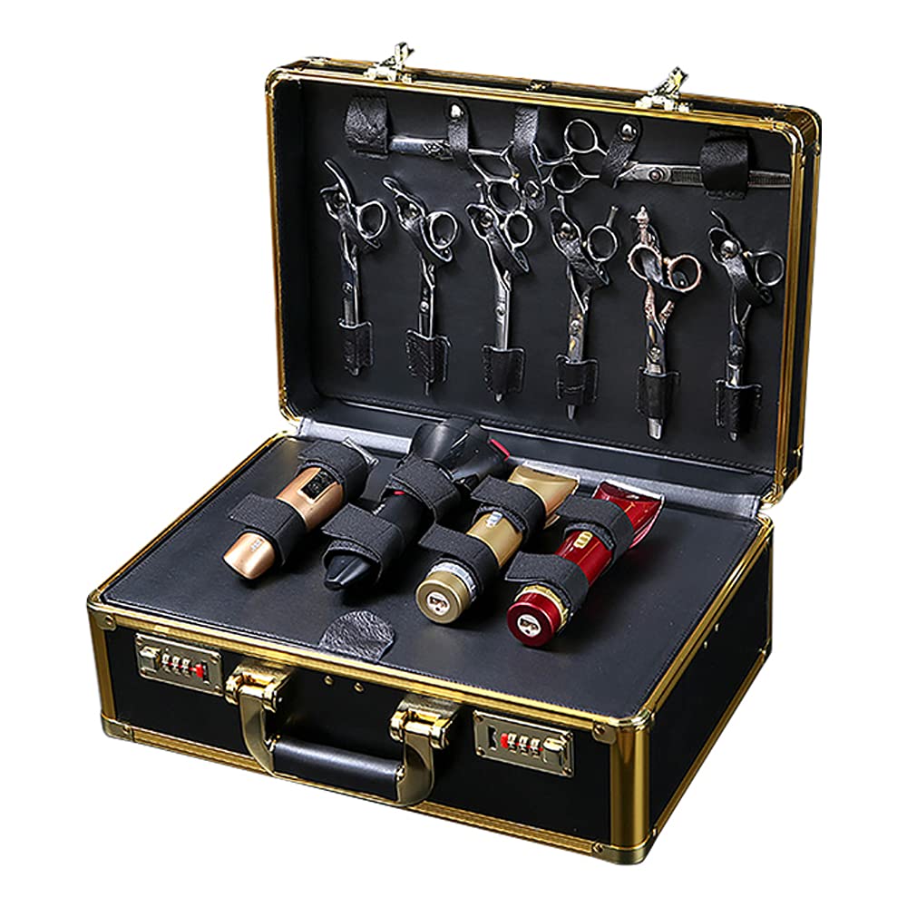 Professional Barber Case - Salon Hair Cutting Storage Organizer Kit with Travel Handle - Stylist Tool Box for Clippers, Trimmers, Blades, Shears, Combs & Brushes (Black) - Perfect for Mobile Barbers, Salon Professionals & Home Haircut Kits