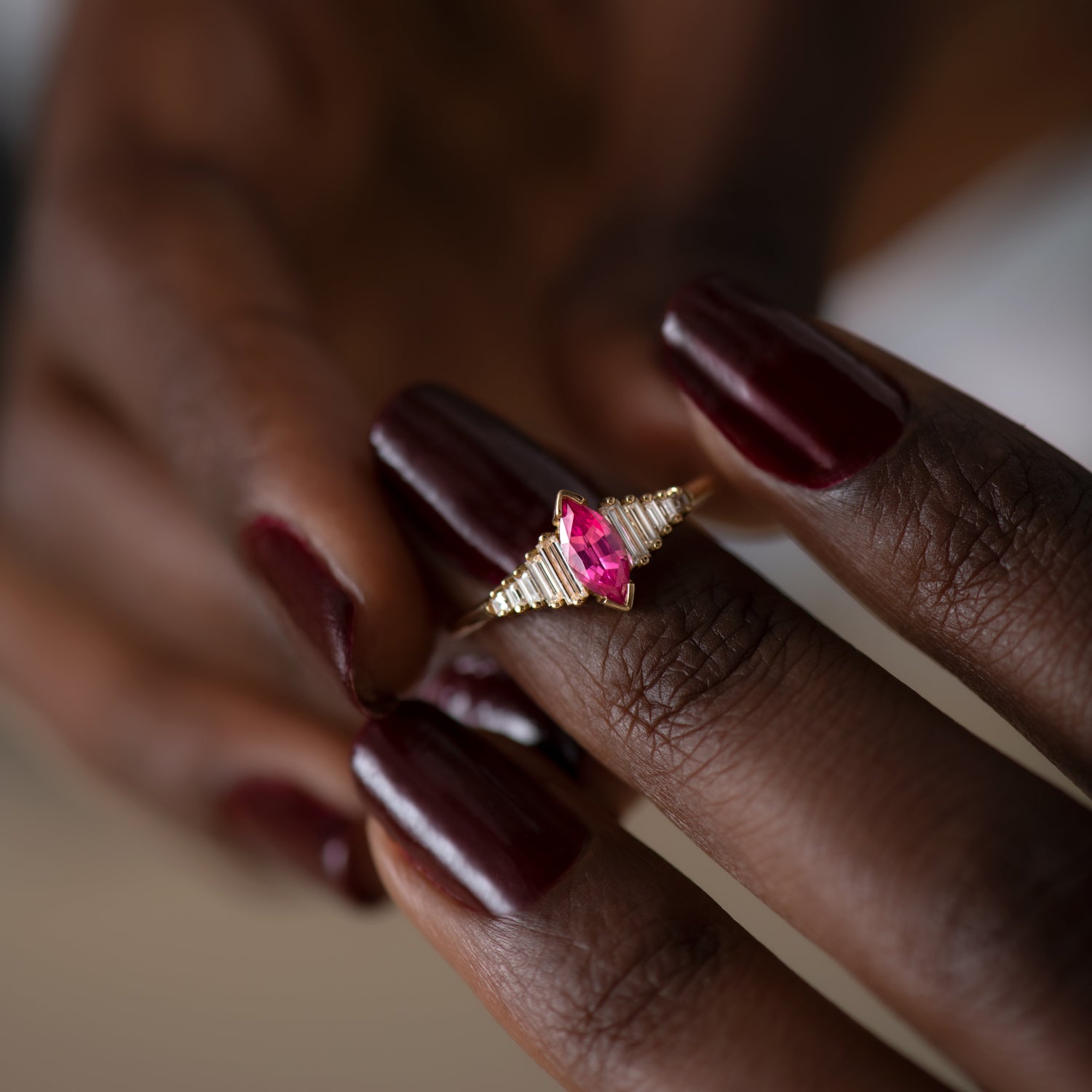 Exquisite Pink Spinel Engagement Ring with Dainty Diamond Accents - Perfect for Proposals, Anniversaries & Romantic Occasions