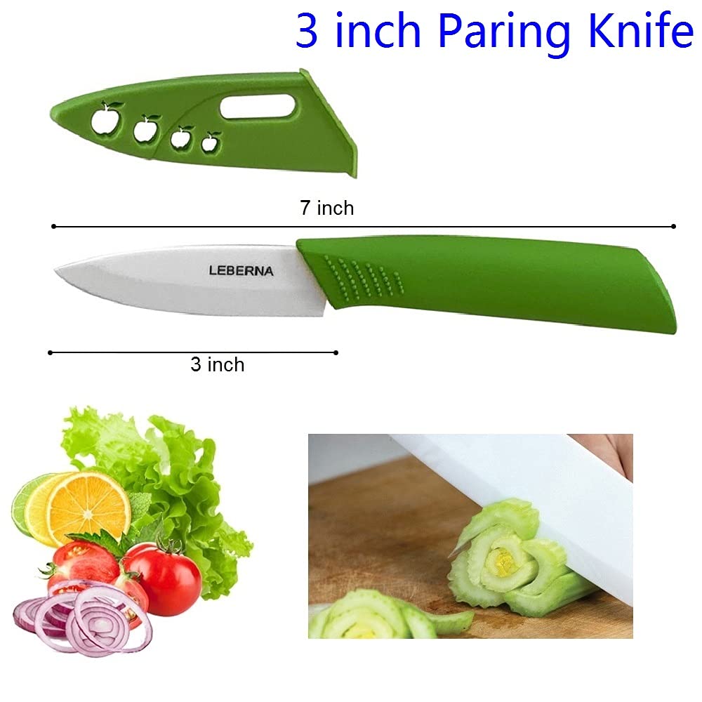 Premium Ceramic Knife Set - 6-Piece Colorful Kitchen Knives with Sheaths (6