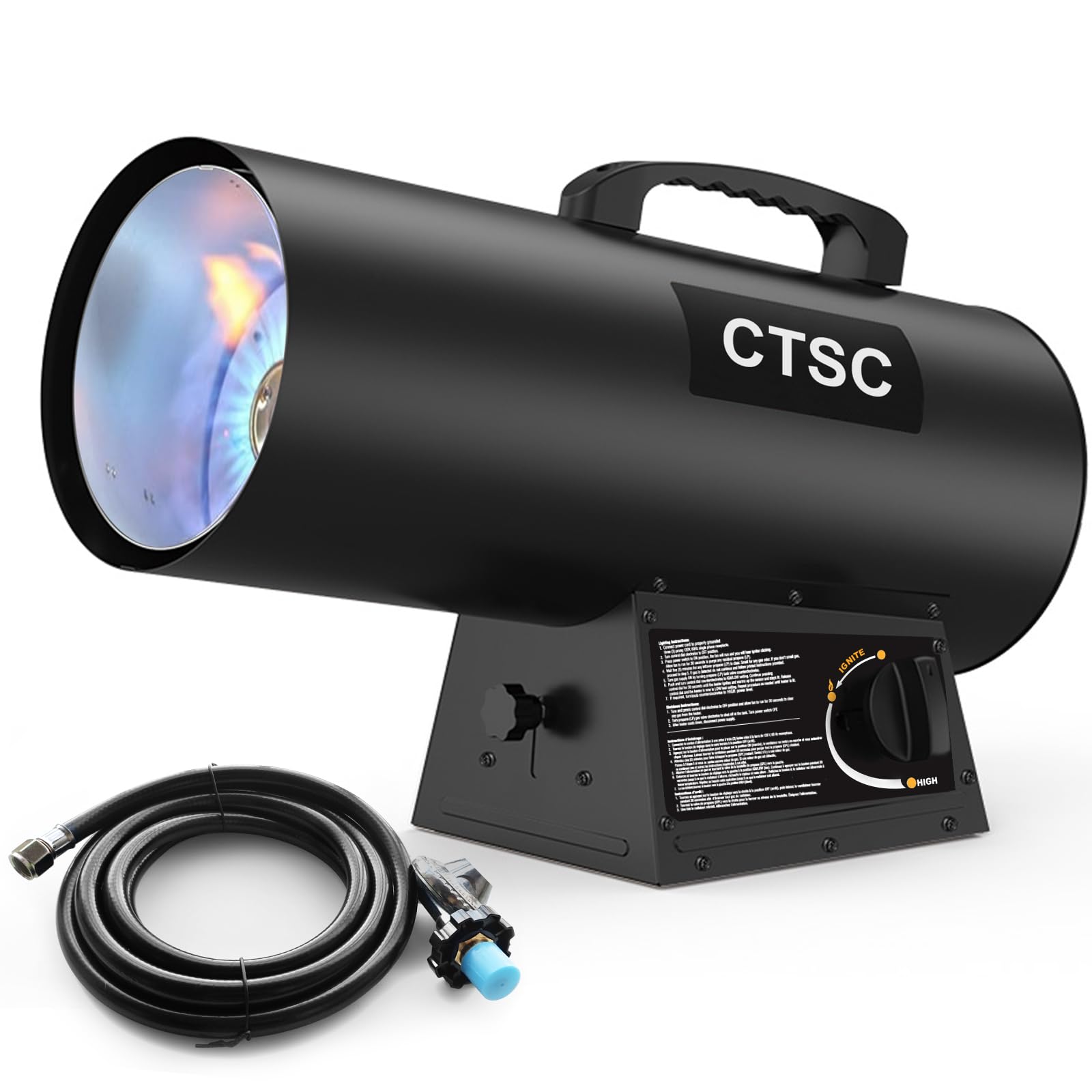 CTSC 40,000 BTU Portable Propane Forced Air Heater with Adjustable Height - CSA Certified for Garage, Warehouse, Construction Sites - Includes 10ft Hose & Regulator - Ideal for Outdoor Work, Jobsite Heating & Indoor Workspace Warmth