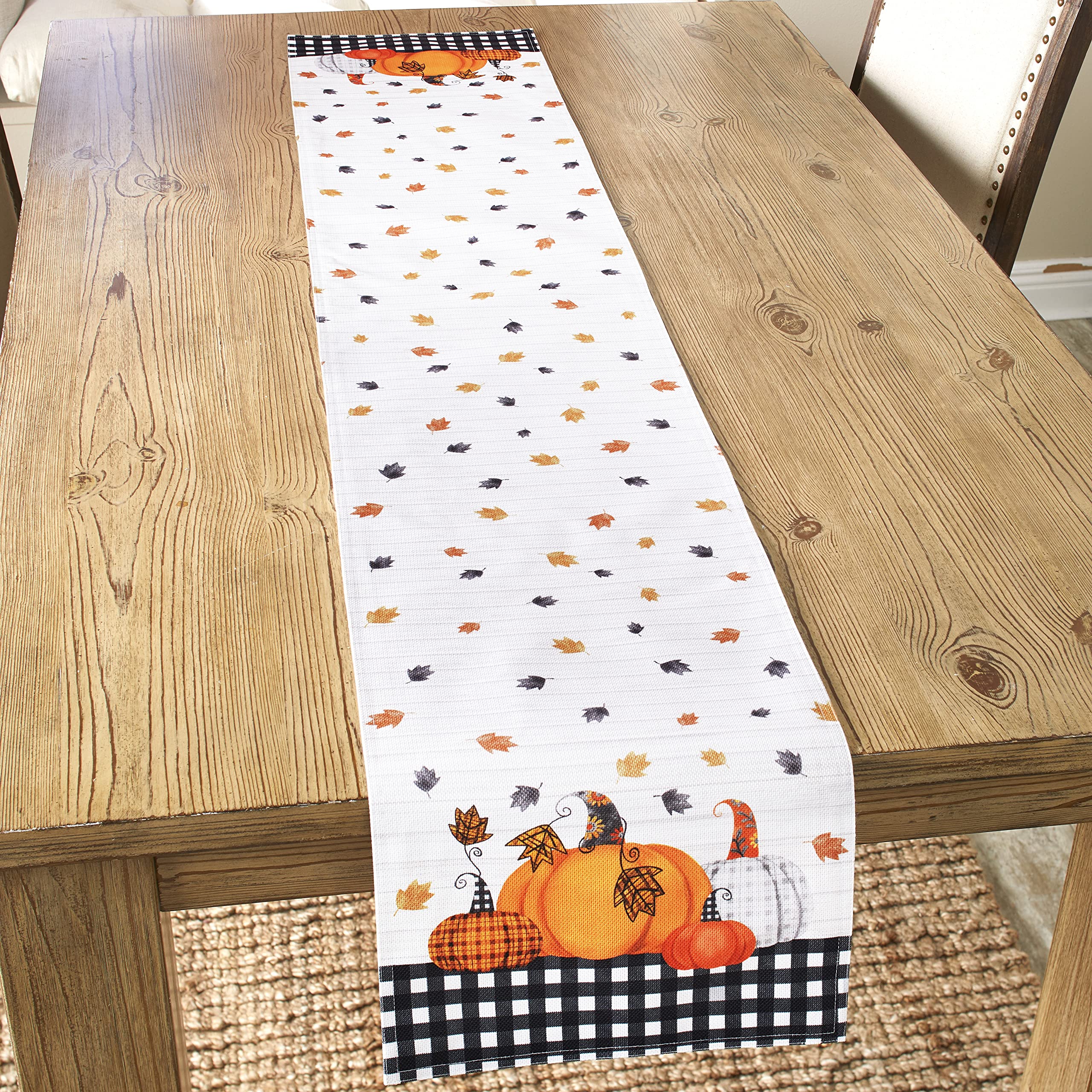 Plaid Pumpkin Harvest Table Runner - Fall Autumn Dining Room Decor for Thanksgiving, Halloween, and Seasonal Home Decoration | Perfect for Farmhouse, Rustic, and Cozy Home Styling