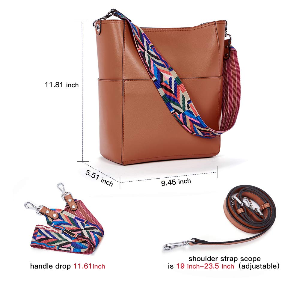 Vegan Leather Bucket Bag for Women with 2 Adjustable Shoulder Straps - Perfect for Work, Travel & Everyday Use