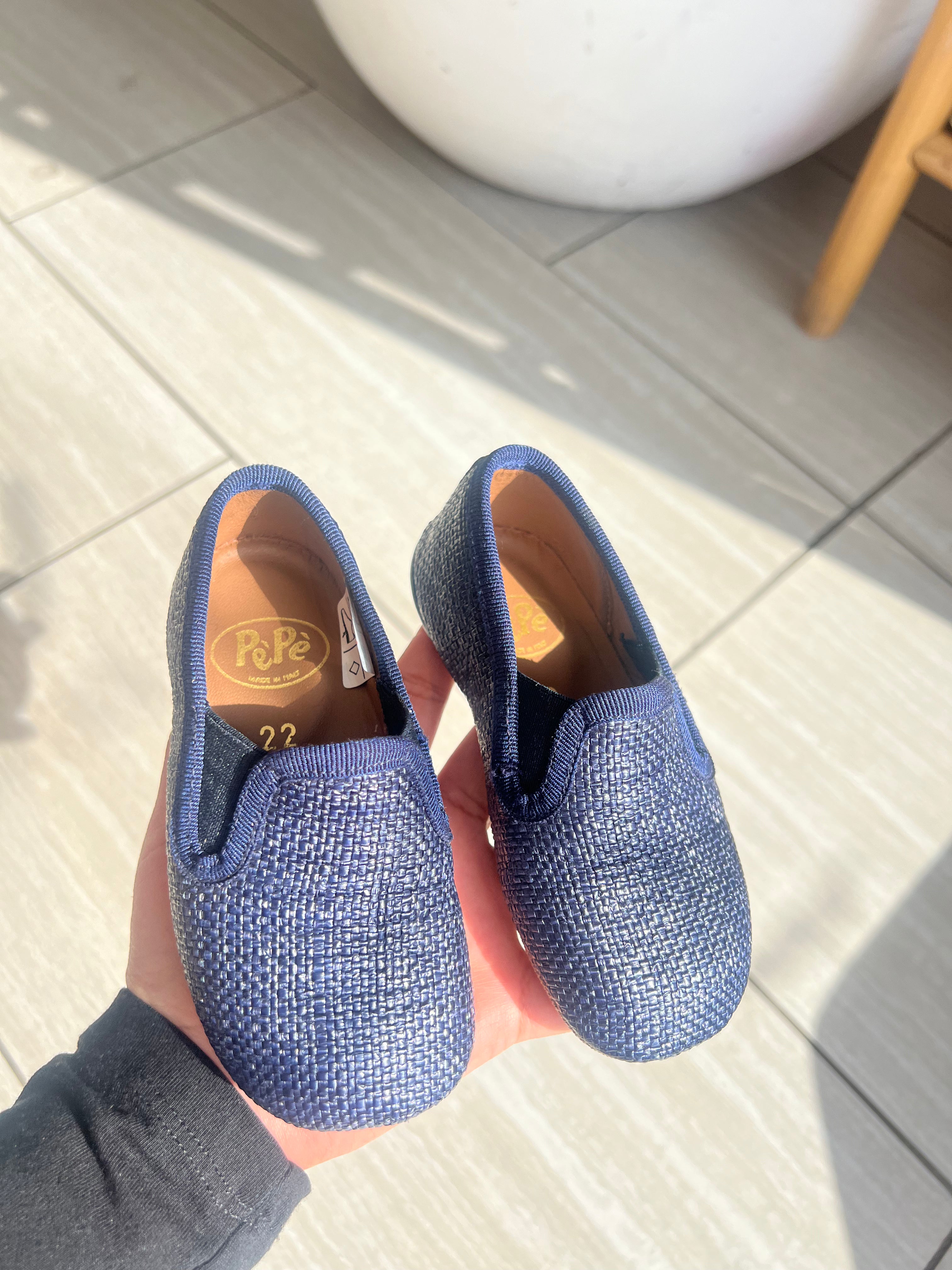Pepe Navy Wicker Slipper Loafers for Men - Comfortable Handwoven Espadrille Shoes - Perfect for Beach, Poolside, and Summer Casual Wear
