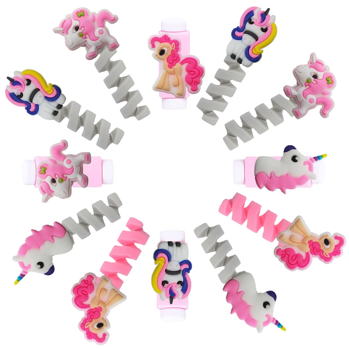 12 Pack USB Cable Protector - Cute Unicorn & Animal Designs for iPhone, Samsung & Android Charger Cables - Wire Saver for Phone, Earphones, Mouse, Keyboard - Perfect for Home, Office & Travel Use