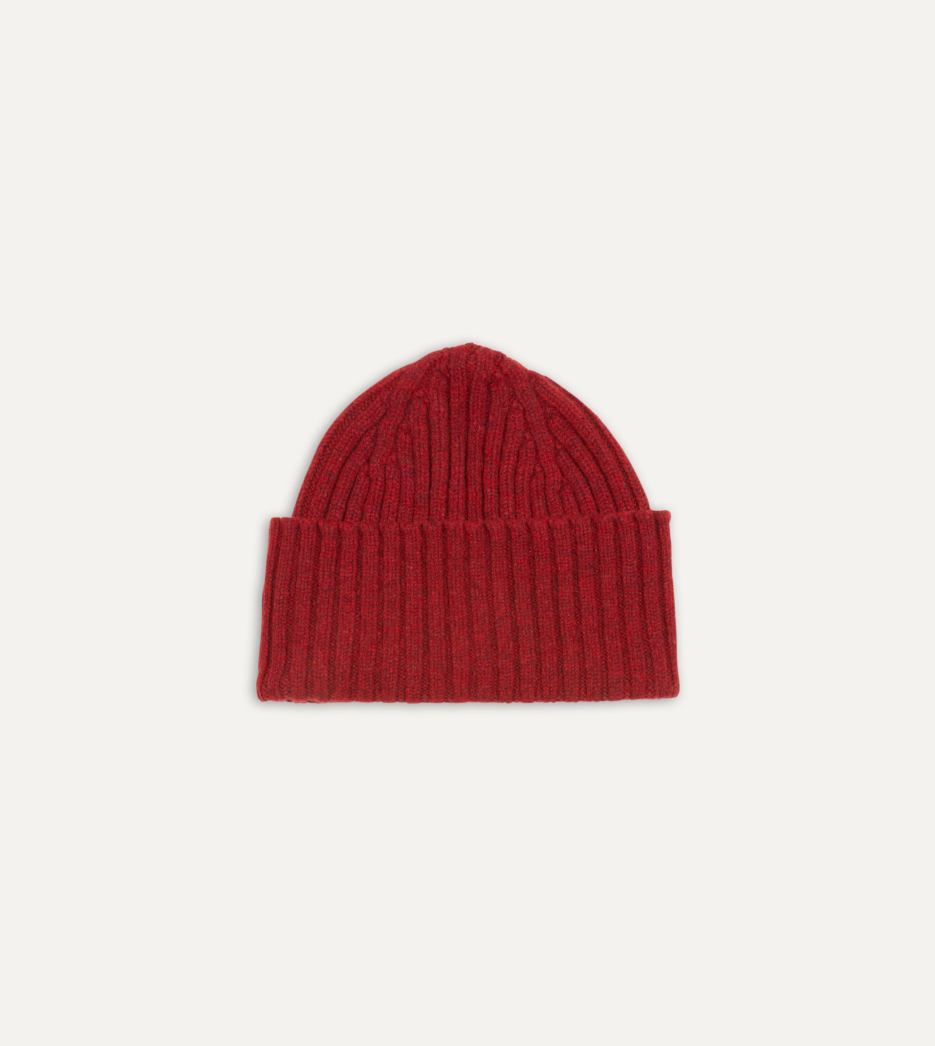 Warm Red Lambswool Ribbed Knit Beanie Hat for Men & Women - Cozy Winter Accessory for Outdoor Activities & Cold Weather