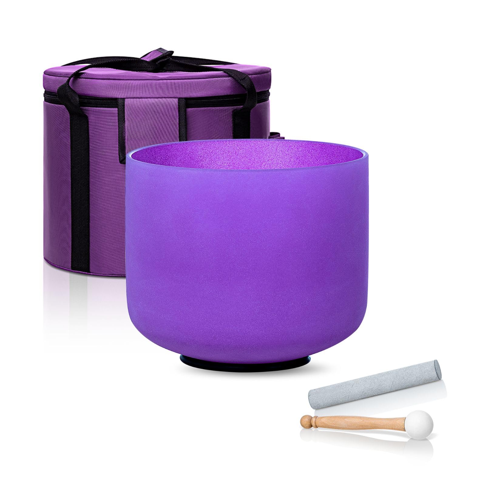 8 Inch Purple B Note 432Hz Crown Chakra Crystal Singing Bowl Set for Meditation & Healing - Includes Carrying Case, Rubber Mallet & Suede Strikers - Perfect for Yoga, Sound Therapy & Chakra Balancing