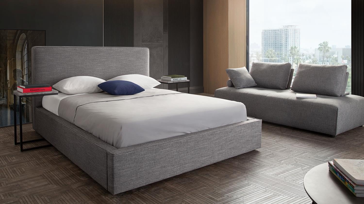Luxury Diamond Sofa Queen Bed in Gray - 91