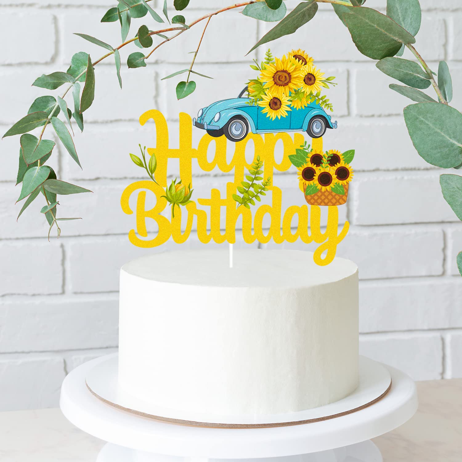 Sunflower Happy Birthday Cake Topper - Spring Bee Decor for Birthday & Wedding Parties | Perfect for Spring Celebrations, Baby Showers & Garden-Themed Events