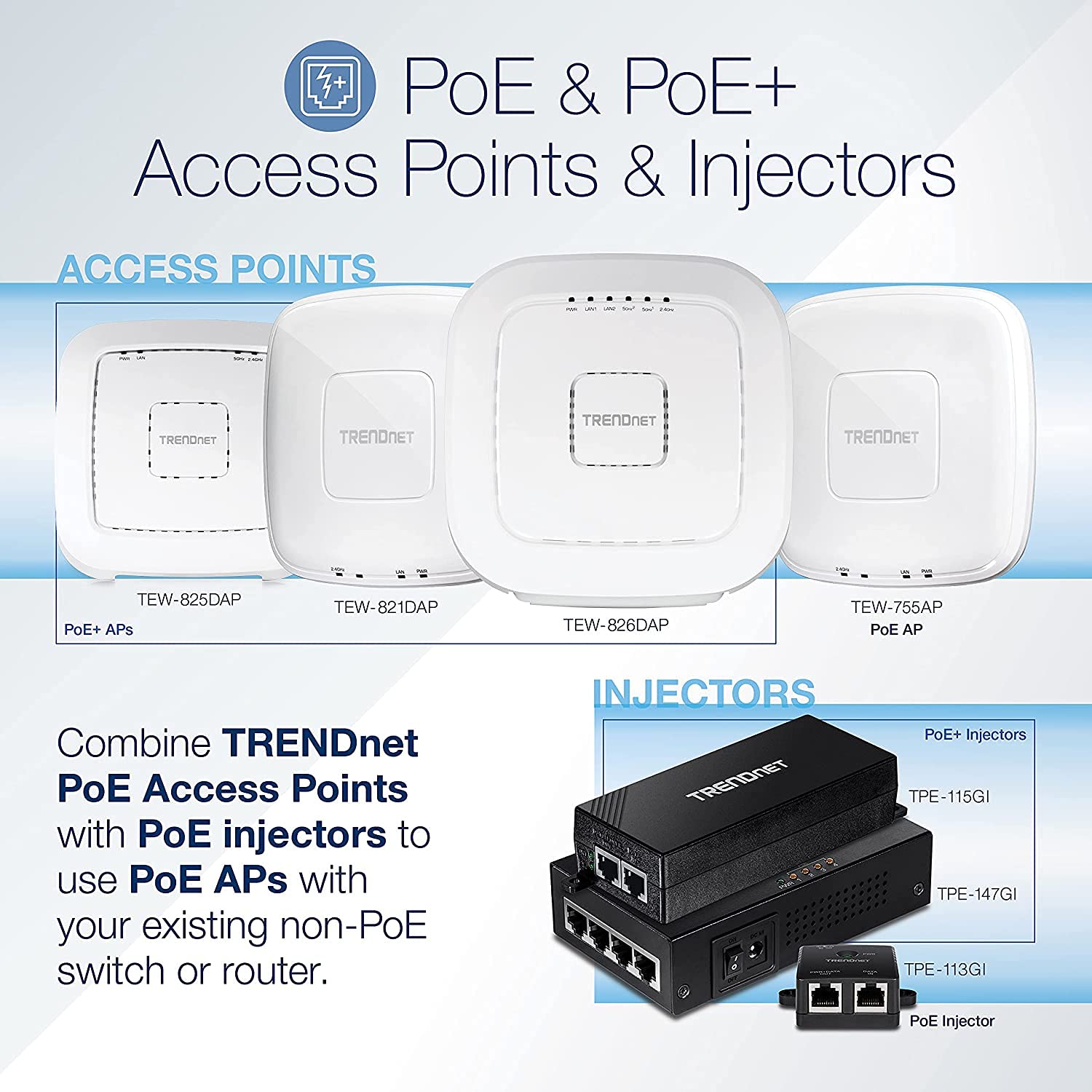 TRENDnet 65W 4-Port Gigabit PoE+ Injector (TPE-147GI) - 4x Gigabit Data Ports & 4x PoE+ Output Ports - Extend Power & Data Up to 328ft - Ideal for IP Cameras, VoIP Phones & Wireless Access Points