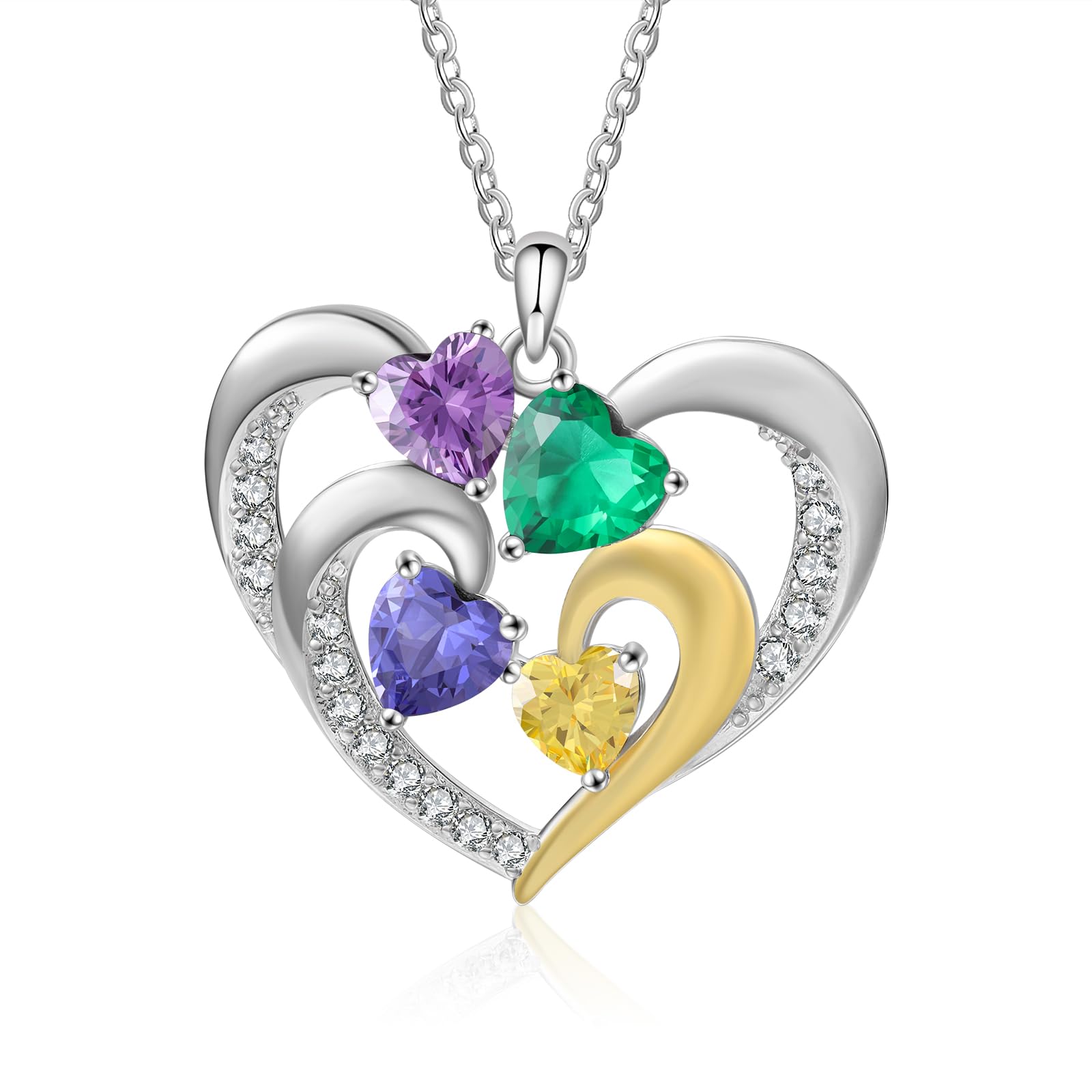 Personalized Sterling Silver Mothers Necklace with Birthstones & Custom Engraved Names - Thoughtful Gift for Women, Mom, Grandma - Perfect for Mother's Day, Birthday & Anniversary Gifts