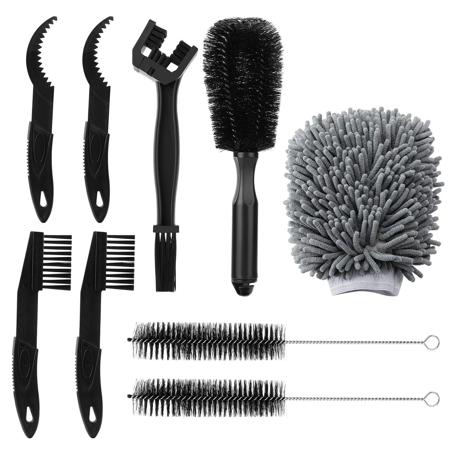 9-Piece Bike Cleaning Tool Set - Bicycle Brush Kit for Tire, Chain & Sprocket - Motorcycle Cleaning Tools - Perfect for Home & Professional Bike Maintenance
