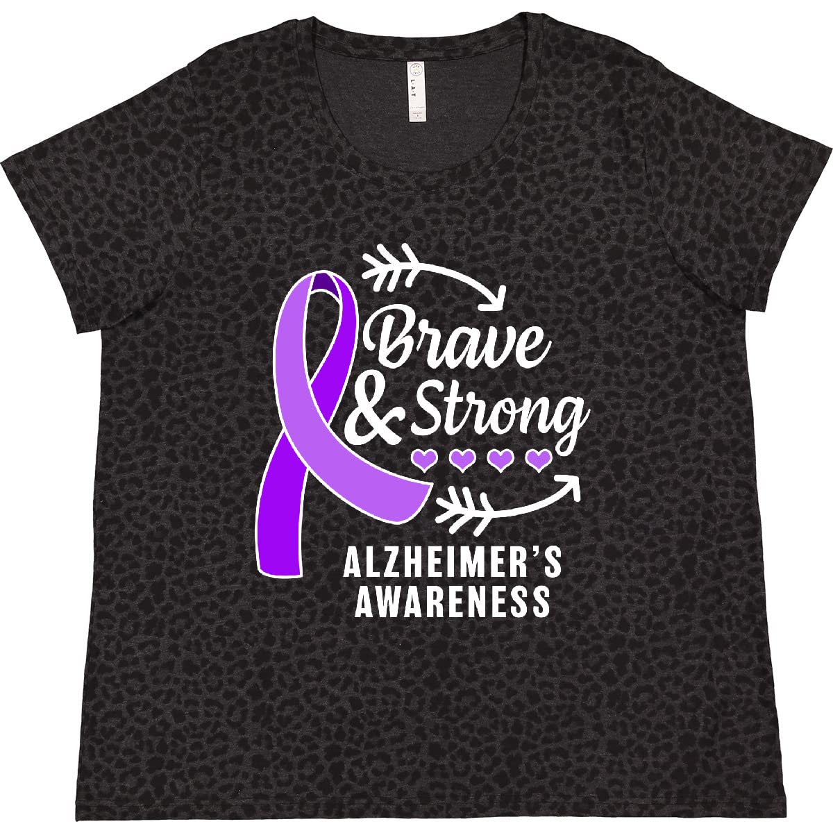 Brave and Strong Women's Plus Size T-Shirt for Alzheimer's Awareness | Inktastic Comfort Fit Cotton Tee | Support Cause with Casual Wear for Work, Walks & Awareness Events