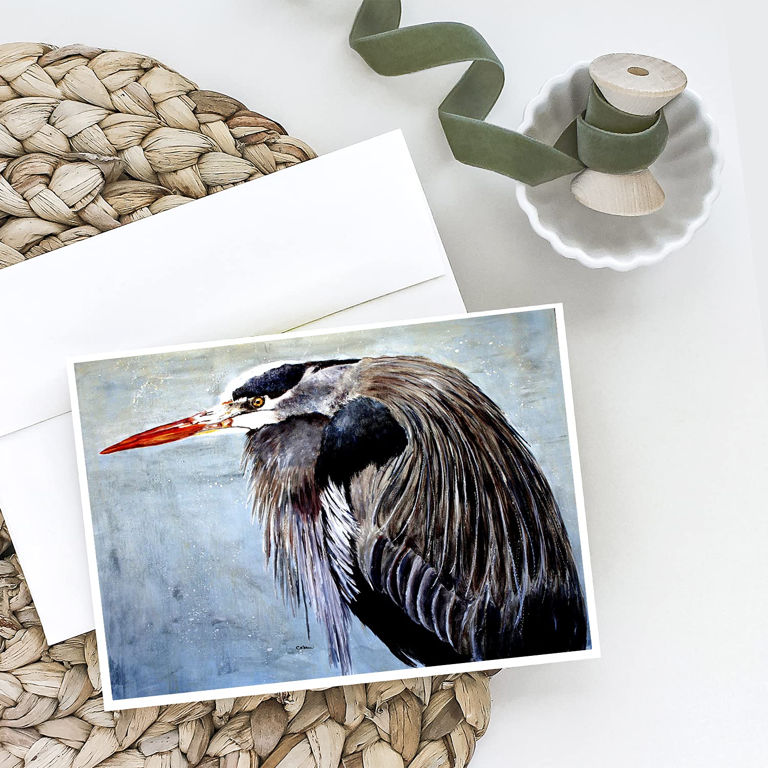 Blue Heron Greeting Cards Set of 8 with Envelopes | A7 Blank Note Cards 5x7 | Whimsical Bird Design | Perfect for Thank You Cards, Birthday Wishes & Special Occasions