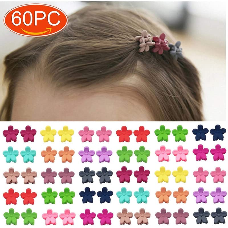 Shidara 60pcs Baby Girl Hair Clips Set - Mini Flower Hair Claw Clips for Bangs & Ponytails | Cute Hair Accessories for Toddlers & Kids | Perfect for School, Parties & Daily Styling