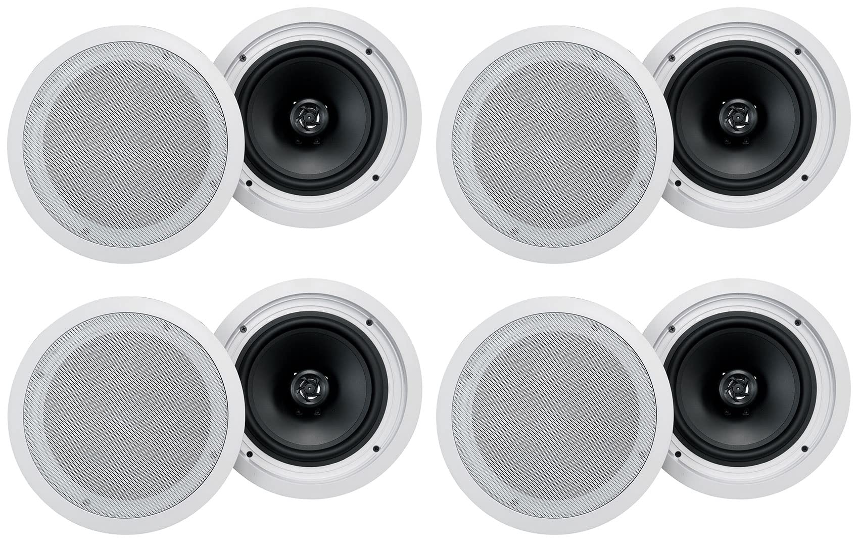 Rockville HC85-16 8 Inch 700 Watt White In-Ceiling Home Theater Speakers (16 Ohm) - Perfect for Surround Sound Systems, Living Room & Home Theater Audio Setup