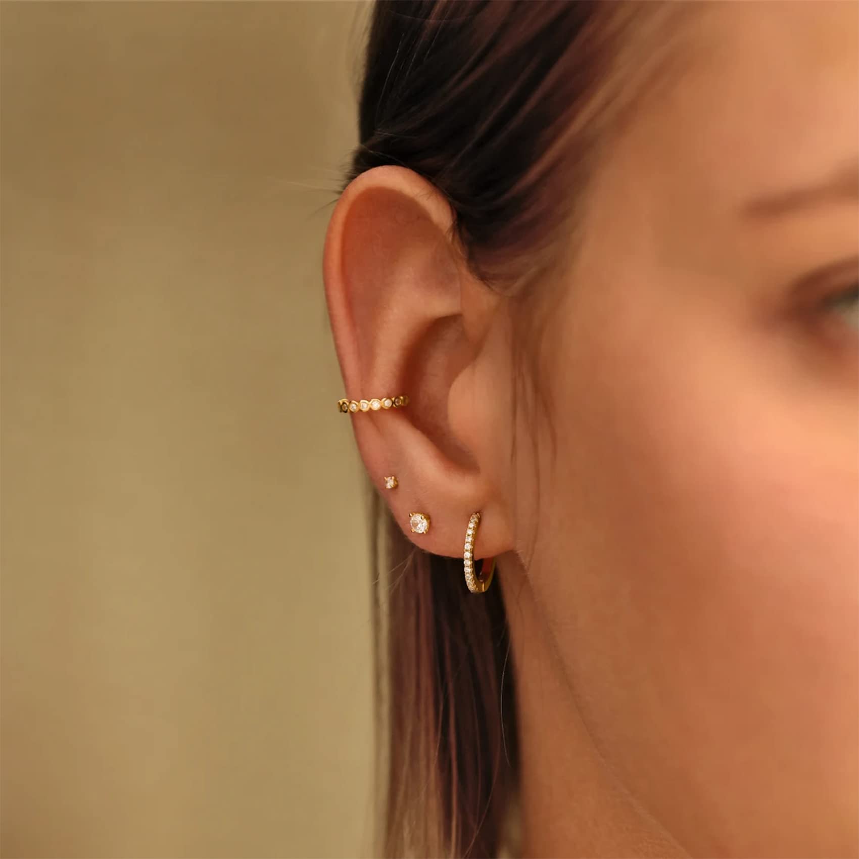 8 Pairs Sterling Silver & 14K Gold Plated Hypoallergenic Cubic Zirconia Stud Earrings for Women - Elegant Small Stud Earrings Set for Everyday Wear, Gift Giving & Special Occasions