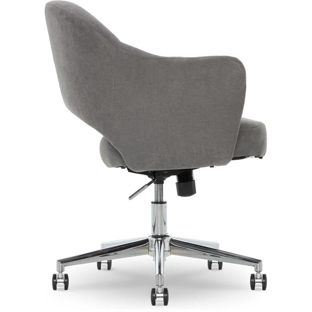 Allora Modern Swivel Office Desk Chair - Height Adjustable Ergonomic Rolling Chair with Upholstered Seat & Metal Base for Home Office, Study Room & Conference Meetings (Grey) - Perfect for Remote Work, Online Classes & Long Computer Sessions