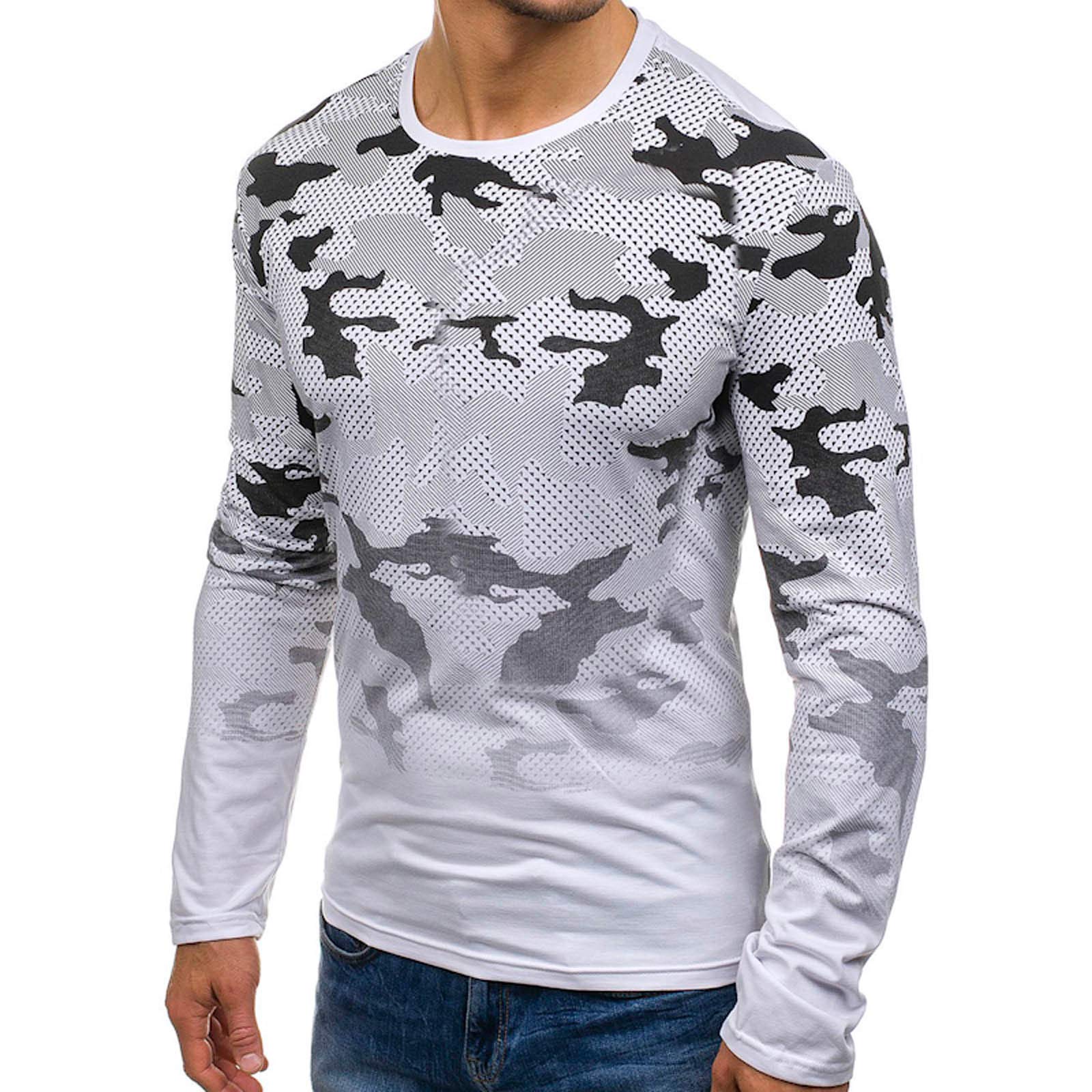 Egmy Men's Long Sleeve Printed T-Shirt - Casual O-Neck Top Tee for Autumn Winter | Christmas Party Outfit, Daily Wear, Office Casual Blouse