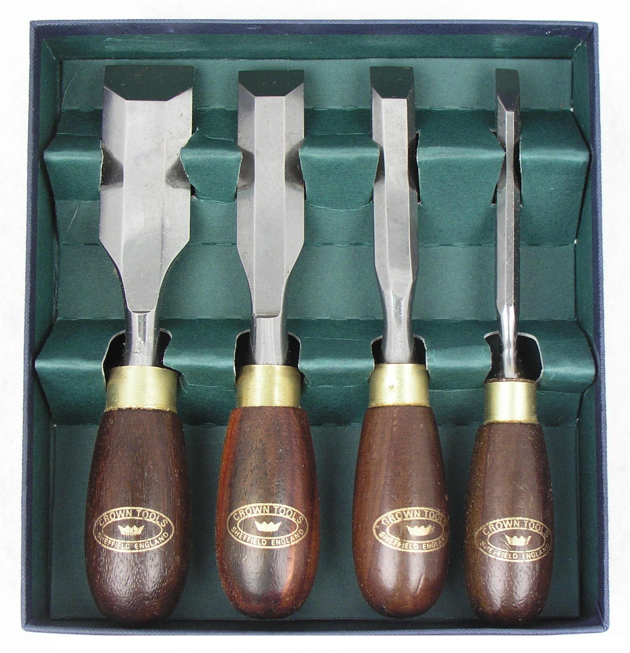 Crown Tools 174RB 4-Piece Premium Woodworking Butt Chisel Set - Perfect for Fine Carpentry, Cabinet Making & DIY Wood Projects