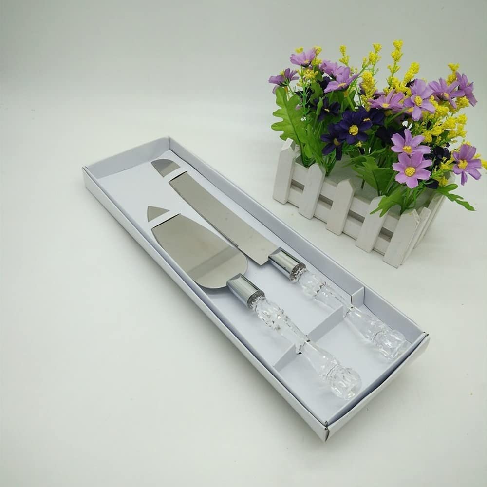 Premium Stainless Steel Wedding Cake Knife & Server Set - Elegant Cake Cutting Tool for Wedding Ceremonies, Anniversary Celebrations & Special Events - Comes in White Gift Box