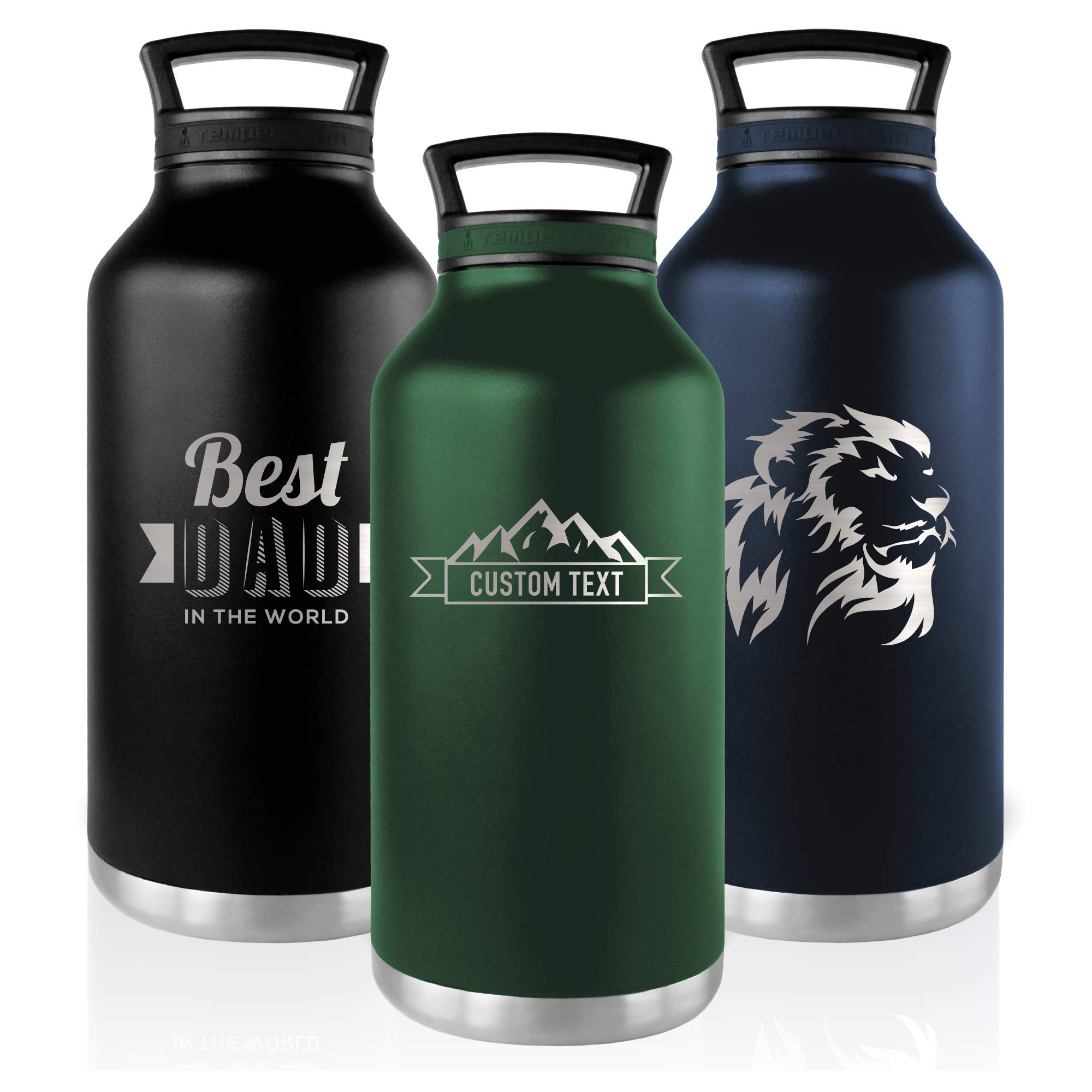 64 oz Vacuum Insulated Stainless Steel Growler with Custom Laser Engraving - Double Wall Thermal Design for Beer, Wine & Water - Perfect for Camping, Hiking, Picnics & Outdoor Adventures