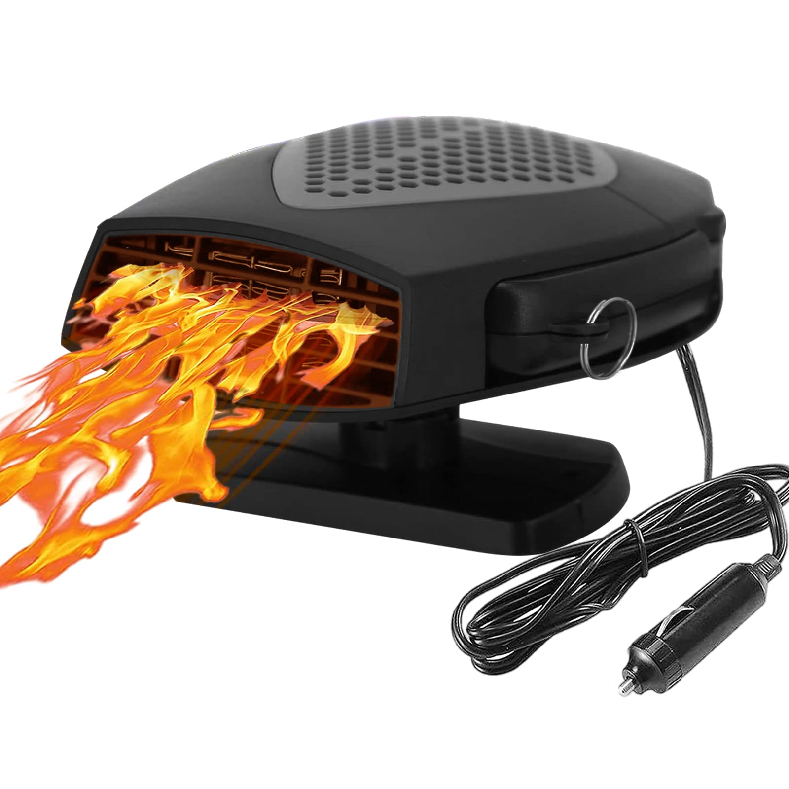 12V/150W Portable Car Heater & Cooler - Fast Heating Defrost Defogger with 360° Rotating Base & 3-Outlet Plug | Newest Upgrade for Winter Driving & Camping