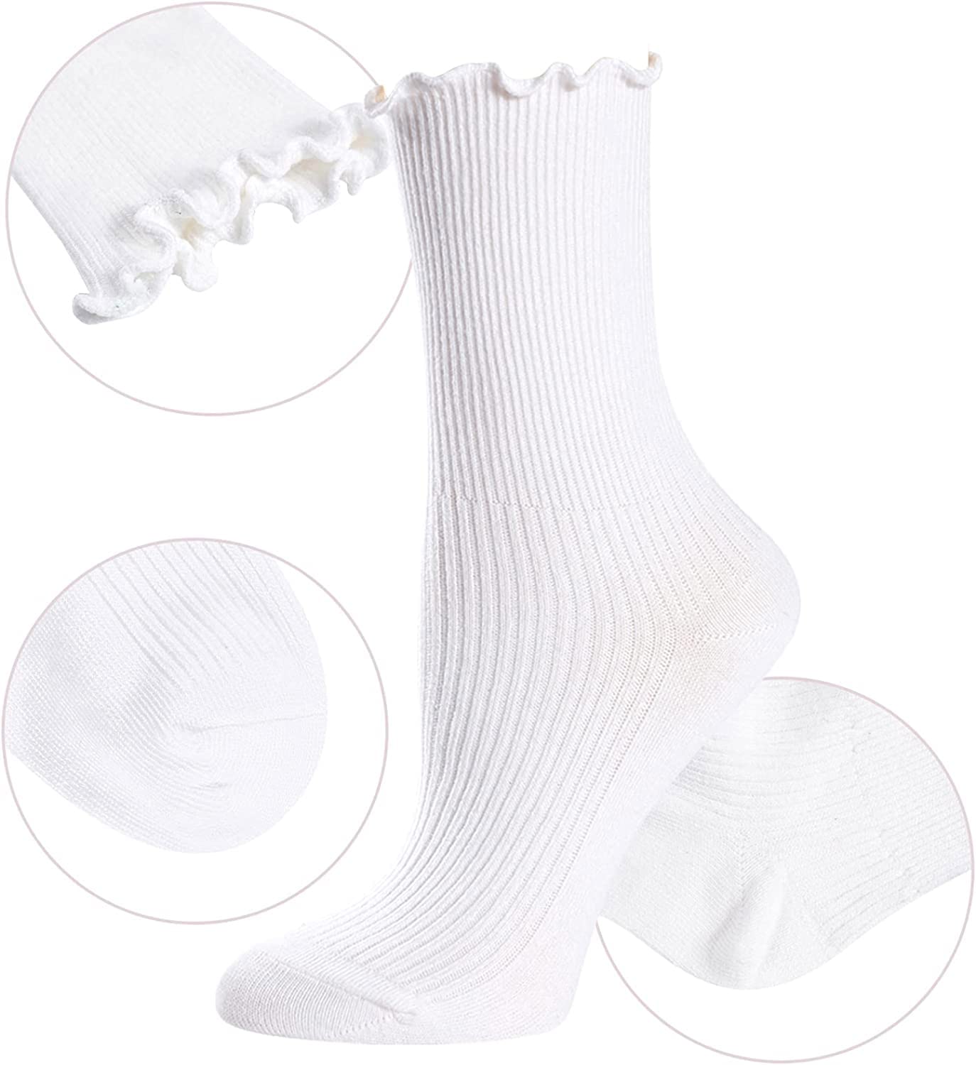 Stylish Ruffle Frilly Socks for Women & Girls - Cute Fruit Lettuce Pattern Ankle Socks (3-5 Pairs) | Perfect for Casual Wear, Gifts, and Fashion Outfits