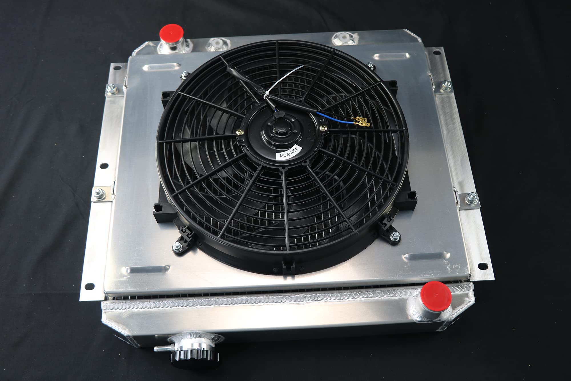 CU180 Aluminum Radiator Compatible with 1960-1984 Toyota Land Cruiser FJ40 FJ60 3.9L 4.2L L6 Engine - 3 Row Heavy Duty Cooling System with Fan Shroud & Relay Kit - Perfect for Off-Roading, Overlanding & Extreme Weather Conditions