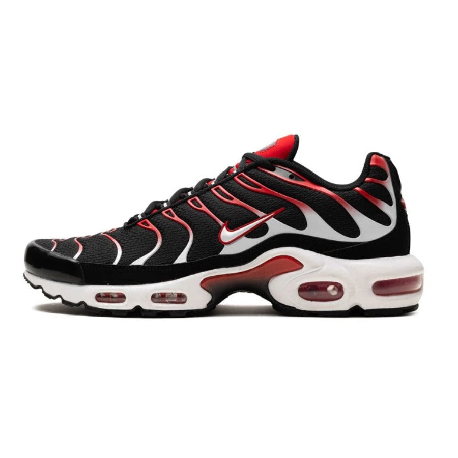 Nike Air Max Plus Men's Running Shoes - Black, White & University Red - Comfortable Cushioned Sneakers for Jogging, Gym & Casual Wear