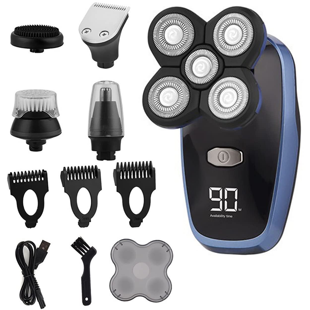 Best Electric Razor for Men - 5D Floating Head USB Rechargeable Shaver with Bald Clipper & Beard Trimmer | Waterproof & Washable | Perfect for Travel, Home & Gym Use
