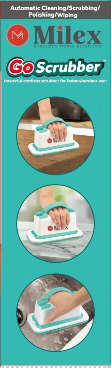 Milex Cordless Electric Scrubber - Powerful Vibration Cleaning Brush for Stubborn Dirt & Grime - Perfect for Bathroom Tiles, Kitchen Sinks & Outdoor Cleaning
