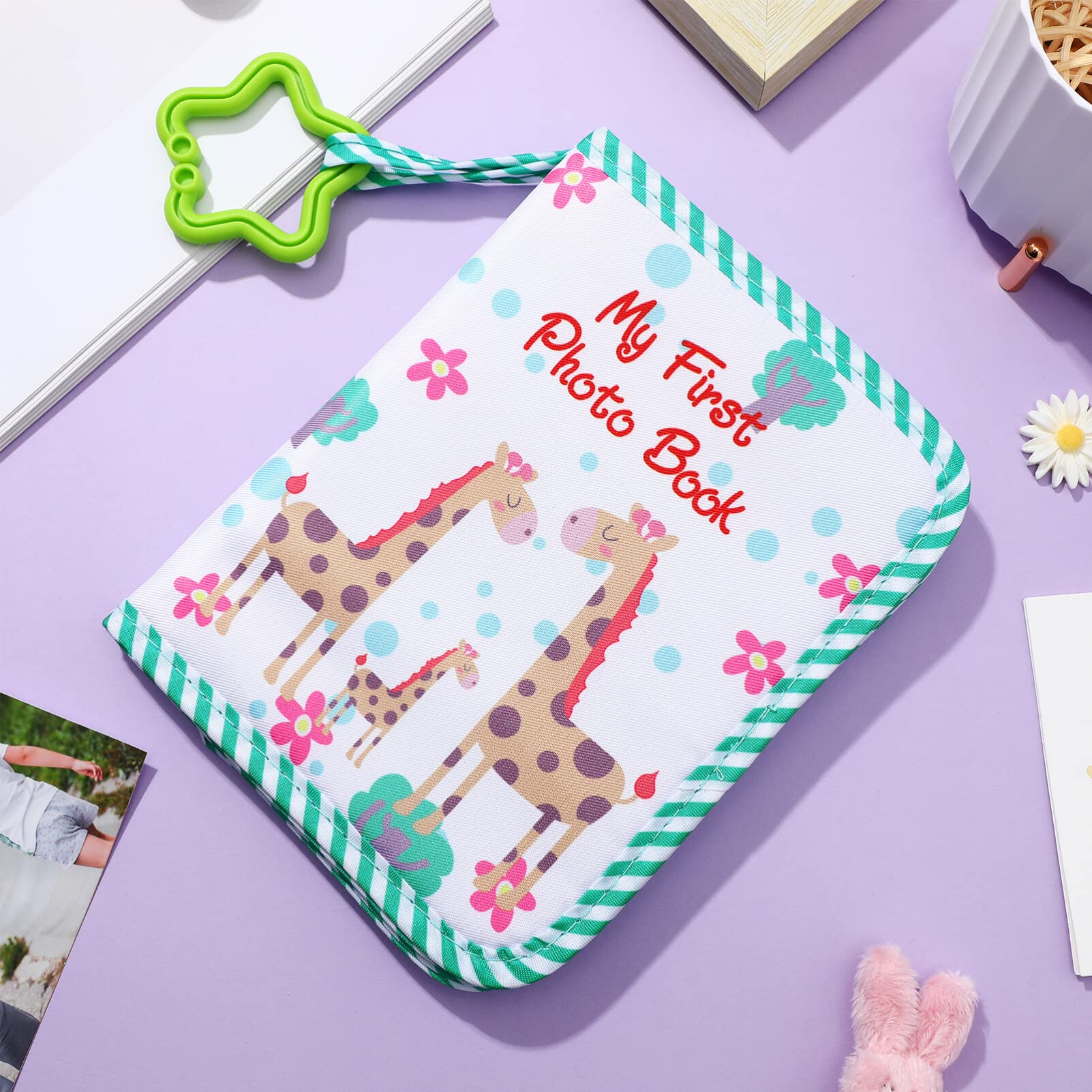NUOBESTY Baby First Year Memory Book - Soft Cloth Photo Album for Newborns, Infants & Toddlers - Cartoon Design Keepsake Scrapbook - Perfect for Baby Shower Gifts, 1st Birthday Presents & Family Photo Storage