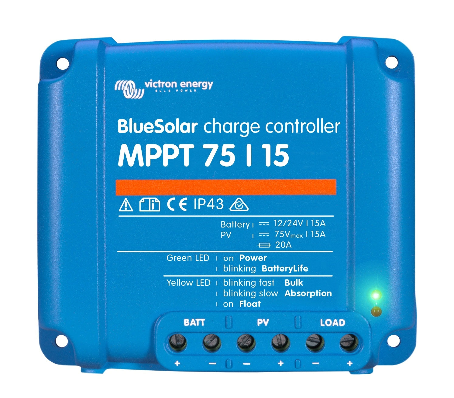Victron Energy BlueSolar MPPT 75/15 Solar Charge Controller - 12V/24V 15A Max Input - Perfect for RVs, Boats & Off-Grid Solar Systems