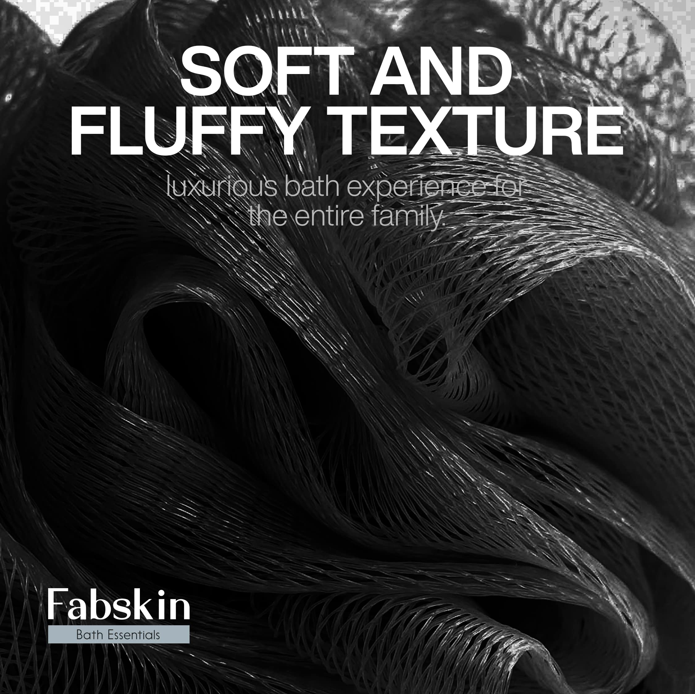 Premium Luxury Loofah Bath Sponge for Men & Women - Exfoliating Body Scrubber for Smooth Skin | Pack of 3 (Black & White) | Foaming Shower Sponge | Made in India | Perfect for Daily Shower Routine & Spa-Like Experience